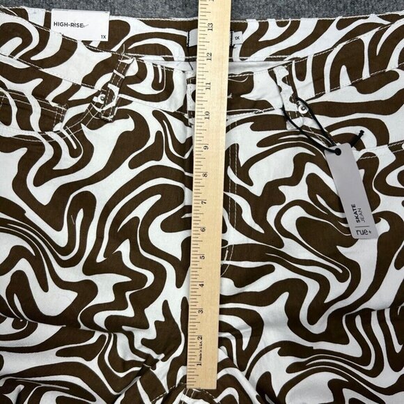 Rue21 Jeans Womens Plus 1X Brown White Denim Skate Straight Leg Wavy Stretch New - Picture 12 of 12